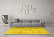 Machine Washable Persian Yellow Traditional Rug in a Living Room, wshtr3710yw