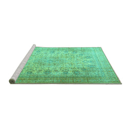 Sideview of Machine Washable Persian Turquoise Traditional Area Rugs, wshtr3710turq