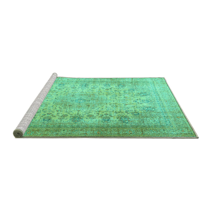Sideview of Machine Washable Persian Turquoise Traditional Area Rugs, wshtr3710turq