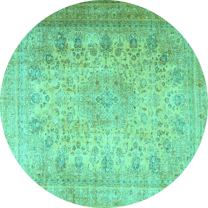 Round Persian Turquoise Traditional Rug, tr3710turq