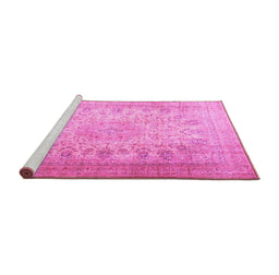 Sideview of Machine Washable Persian Pink Traditional Rug, wshtr3710pnk