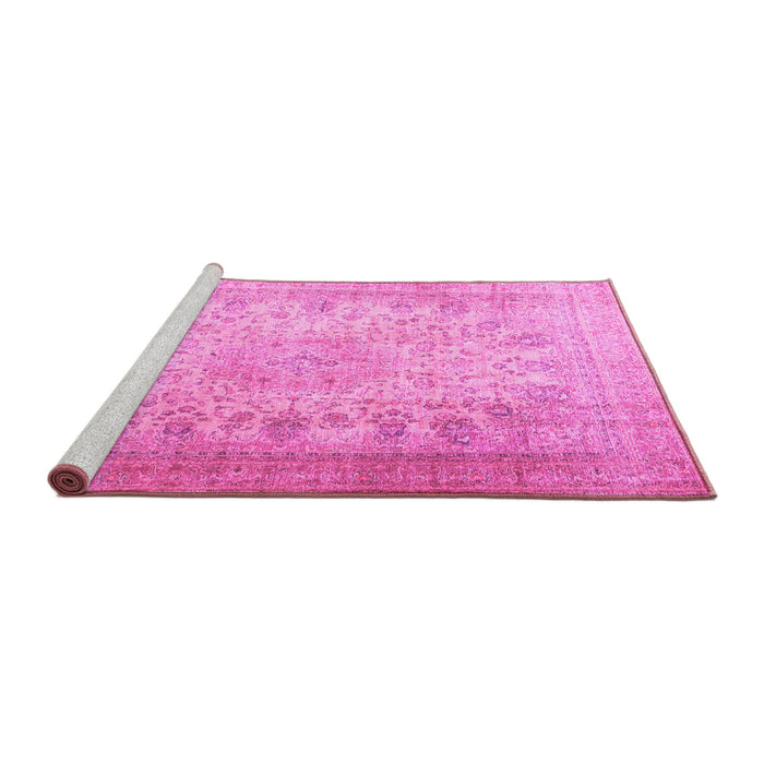 Sideview of Machine Washable Persian Pink Traditional Rug, wshtr3710pnk