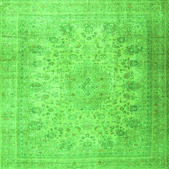 Round Machine Washable Persian Green Traditional Area Rugs, wshtr3710grn