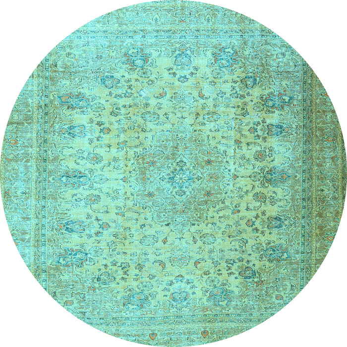 Round Persian Light Blue Traditional Rug, tr3710lblu