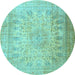 Round Persian Light Blue Traditional Rug, tr3710lblu