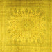 Square Machine Washable Persian Yellow Traditional Rug, wshtr3710yw