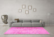 Machine Washable Persian Pink Traditional Rug in a Living Room, wshtr3710pnk