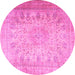 Round Persian Pink Traditional Rug, tr3710pnk