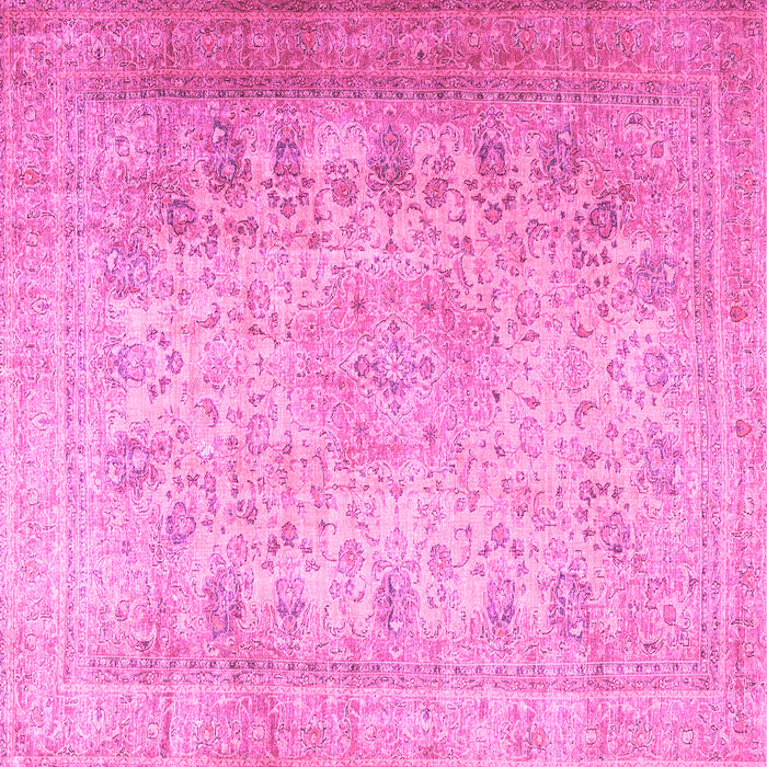 Square Machine Washable Persian Pink Traditional Rug, wshtr3710pnk