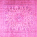 Square Machine Washable Persian Pink Traditional Rug, wshtr3710pnk