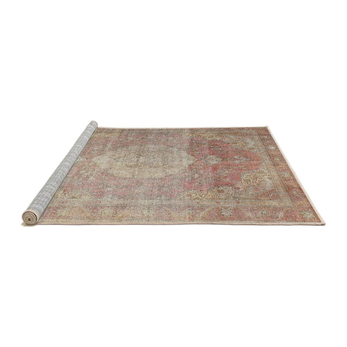 Sideview of Machine Washable Traditional Orange Salmon Pink Rug, wshtr3711