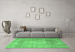 Machine Washable Persian Emerald Green Traditional Area Rugs in a Living Room,, wshtr3711emgrn