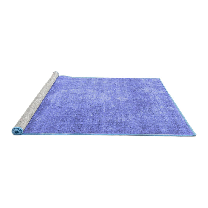 Sideview of Machine Washable Persian Blue Traditional Rug, wshtr3711blu