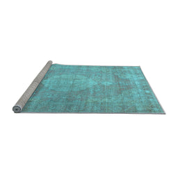 Sideview of Machine Washable Persian Light Blue Traditional Rug, wshtr3711lblu