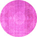 Round Persian Pink Traditional Rug, tr3711pnk