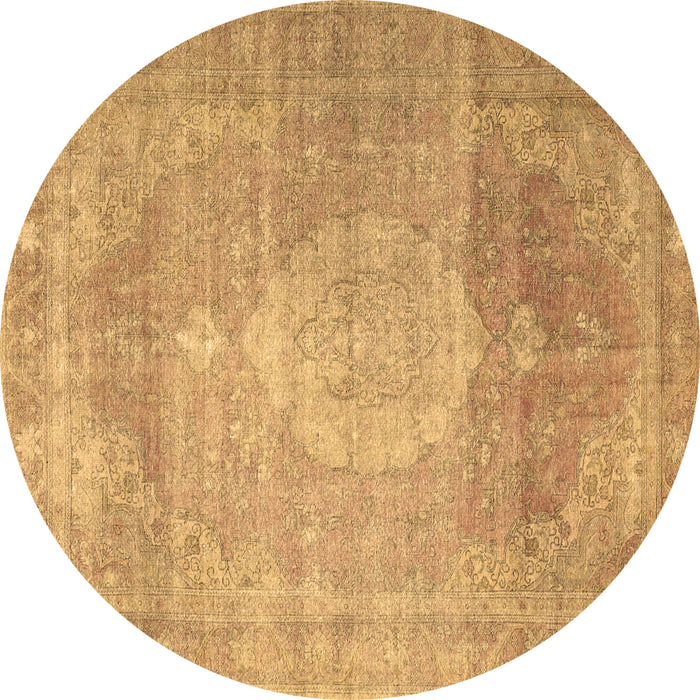 Round Persian Brown Traditional Rug, tr3711brn