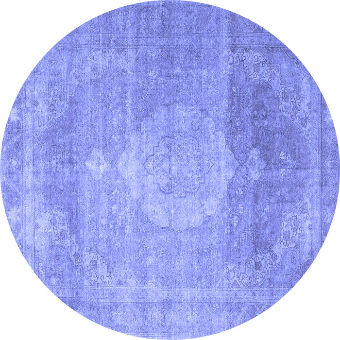 Round Persian Blue Traditional Rug, tr3711blu