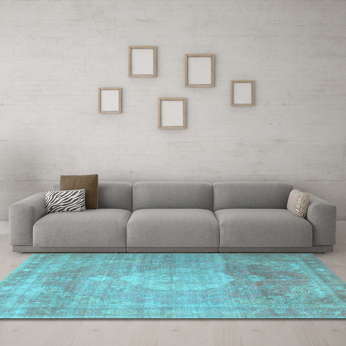 Machine Washable Persian Light Blue Traditional Rug in a Living Room, wshtr3711lblu