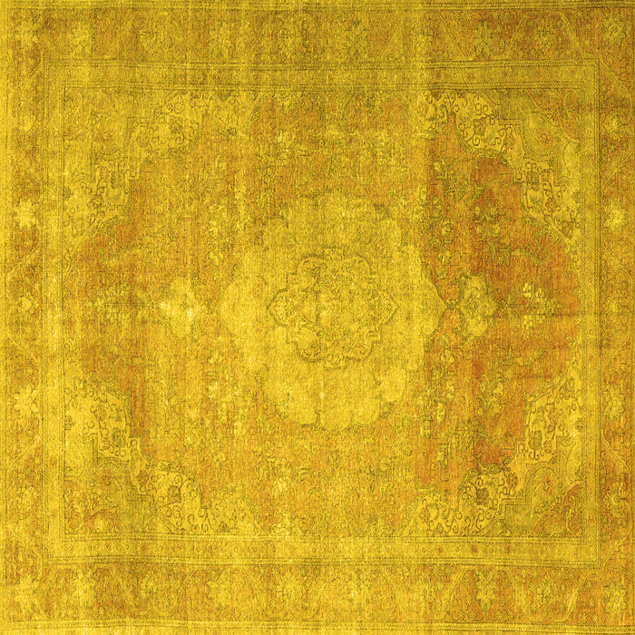Square Machine Washable Persian Yellow Traditional Rug, wshtr3711yw