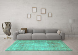 Machine Washable Persian Turquoise Traditional Area Rugs in a Living Room,, wshtr3711turq