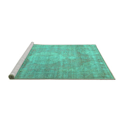 Sideview of Machine Washable Persian Turquoise Traditional Area Rugs, wshtr3711turq