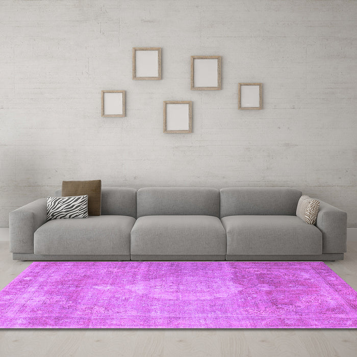 Machine Washable Persian Purple Traditional Area Rugs in a Living Room, wshtr3711pur
