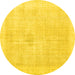 Round Machine Washable Persian Yellow Traditional Rug, wshtr3712yw