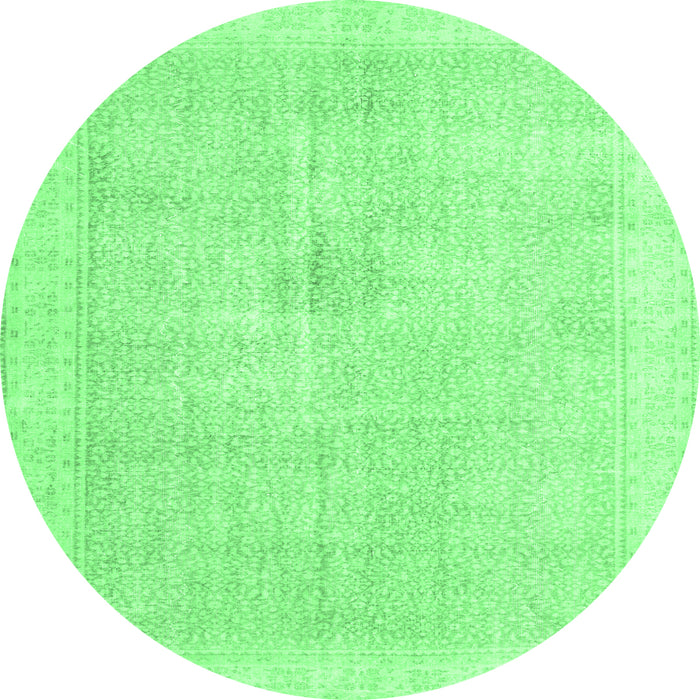 Round Machine Washable Persian Emerald Green Traditional Area Rugs, wshtr3712emgrn