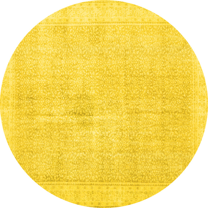 Round Persian Yellow Traditional Rug, tr3712yw