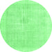 Round Persian Emerald Green Traditional Rug, tr3712emgrn