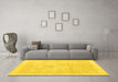 Machine Washable Persian Yellow Traditional Rug in a Living Room, wshtr3712yw