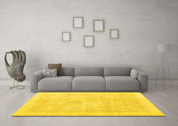Machine Washable Persian Yellow Traditional Rug in a Living Room, wshtr3712yw