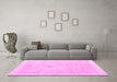 Machine Washable Persian Pink Traditional Rug in a Living Room, wshtr3712pnk