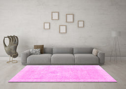 Machine Washable Persian Pink Traditional Rug in a Living Room, wshtr3712pnk