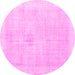 Round Machine Washable Persian Pink Traditional Rug, wshtr3712pnk