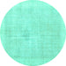 Round Persian Turquoise Traditional Rug, tr3712turq