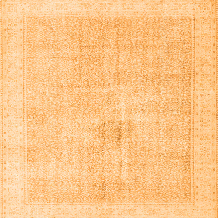 Round Machine Washable Persian Orange Traditional Area Rugs, wshtr3712org