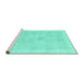 Sideview of Machine Washable Persian Turquoise Traditional Area Rugs, wshtr3712turq