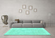 Machine Washable Persian Turquoise Traditional Area Rugs in a Living Room,, wshtr3712turq