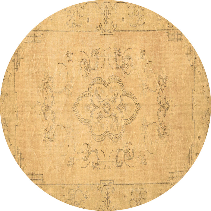 Round Persian Brown Traditional Rug, tr3713brn