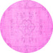 Round Machine Washable Persian Pink Traditional Rug, wshtr3713pnk