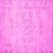 Square Machine Washable Persian Pink Traditional Rug, wshtr3713pnk