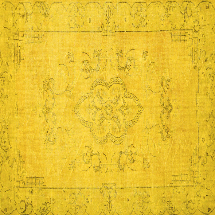 Square Machine Washable Persian Yellow Traditional Rug, wshtr3713yw
