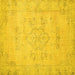 Square Machine Washable Persian Yellow Traditional Rug, wshtr3713yw