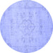 Round Persian Blue Traditional Rug, tr3713blu