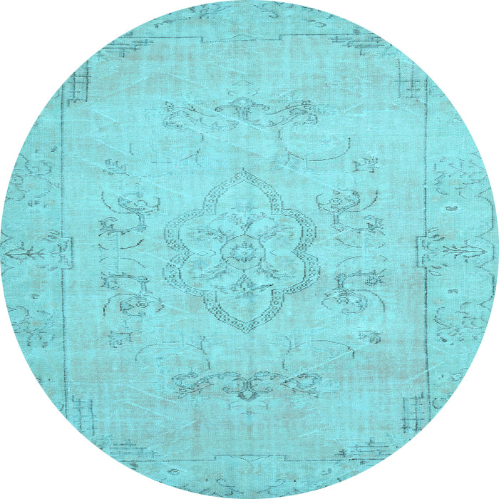 Round Persian Light Blue Traditional Rug, tr3713lblu
