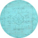 Round Persian Light Blue Traditional Rug, tr3713lblu