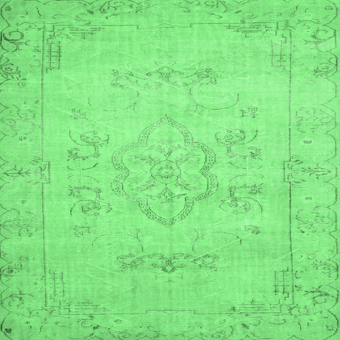 Square Machine Washable Persian Emerald Green Traditional Area Rugs, wshtr3713emgrn