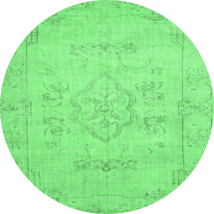Round Persian Emerald Green Traditional Rug, tr3713emgrn