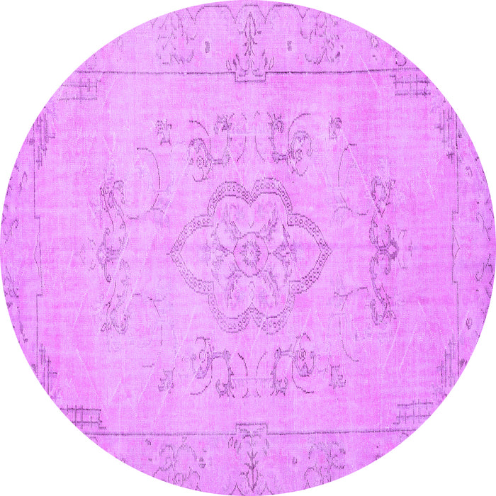 Round Machine Washable Persian Purple Traditional Area Rugs, wshtr3713pur